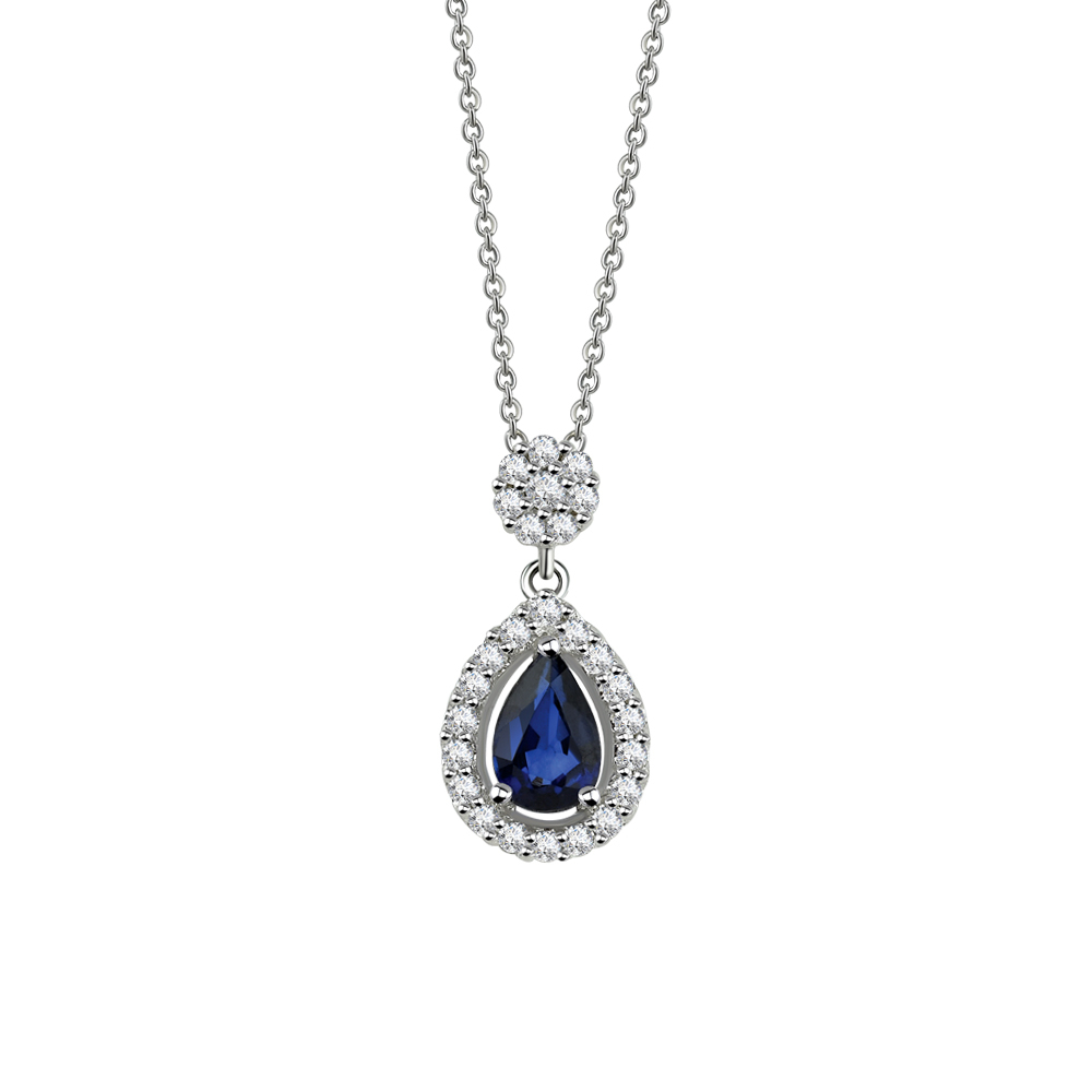 Damla Pırlanta Safir Kolye