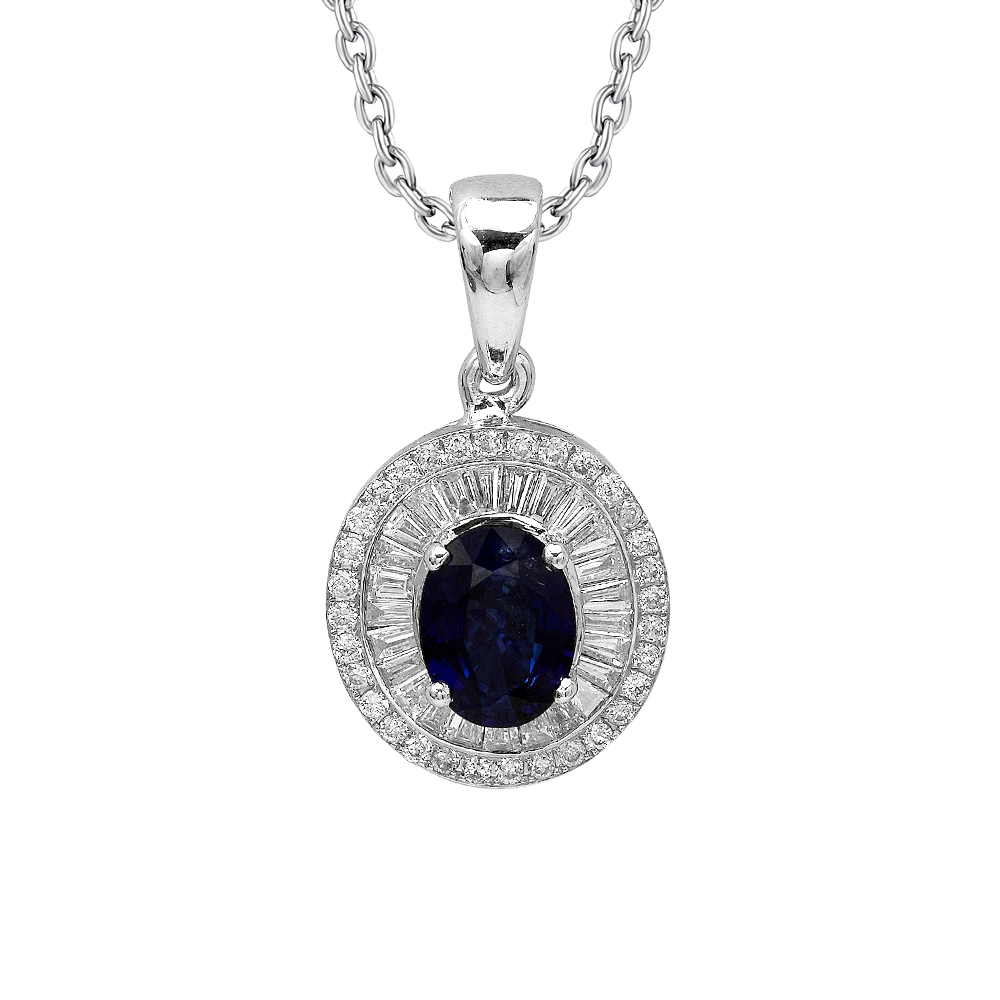 Pırlanta Safir Baget Kolye