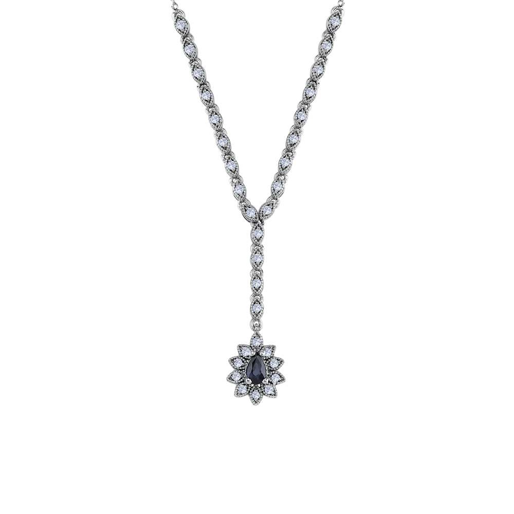 Pırlanta Safir Damla Kolye