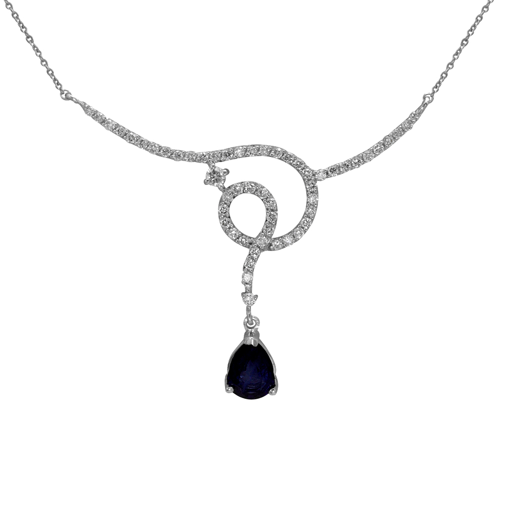 1.37 Karat Pırlanta Safir Kolye