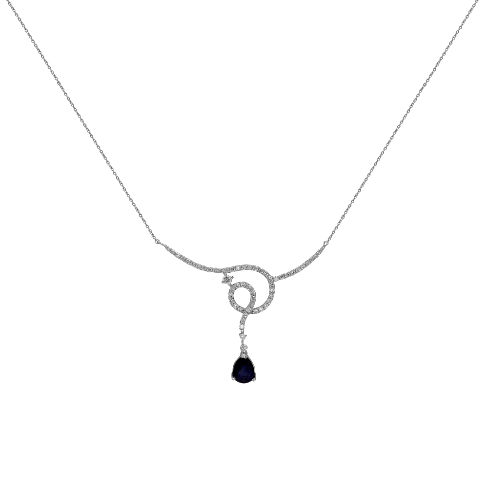 1.37 Karat Pırlanta Safir Kolye