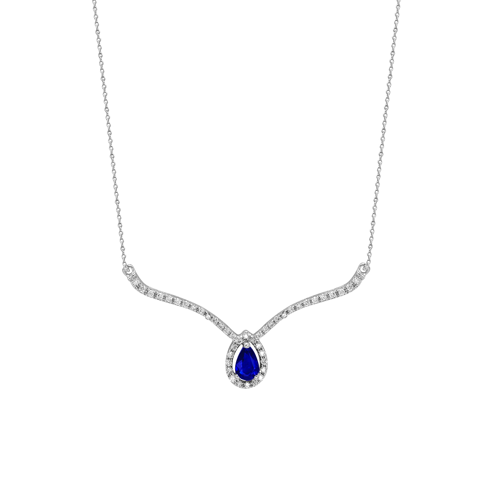 0.38 Karat Pırlanta Damla Safir Kolye