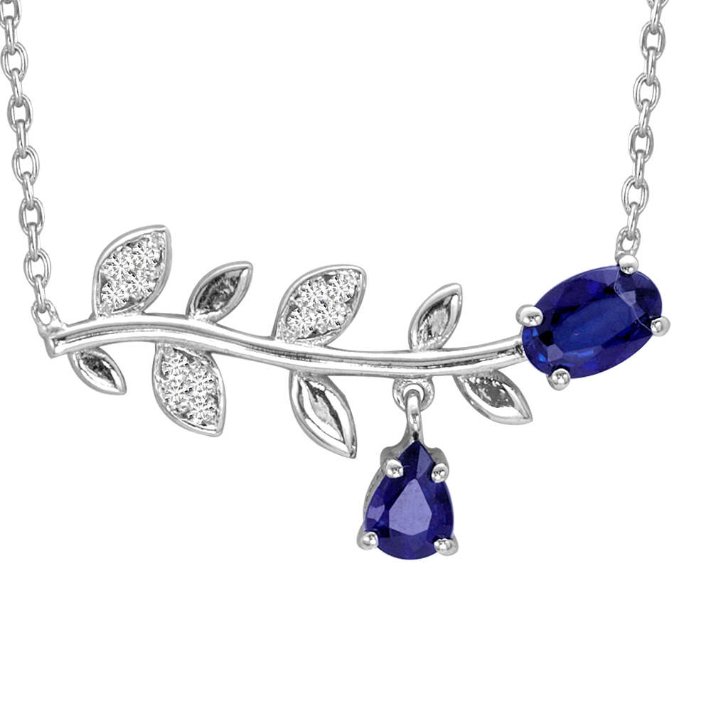 Safir Taşlı Yaprak Kolye Modeli