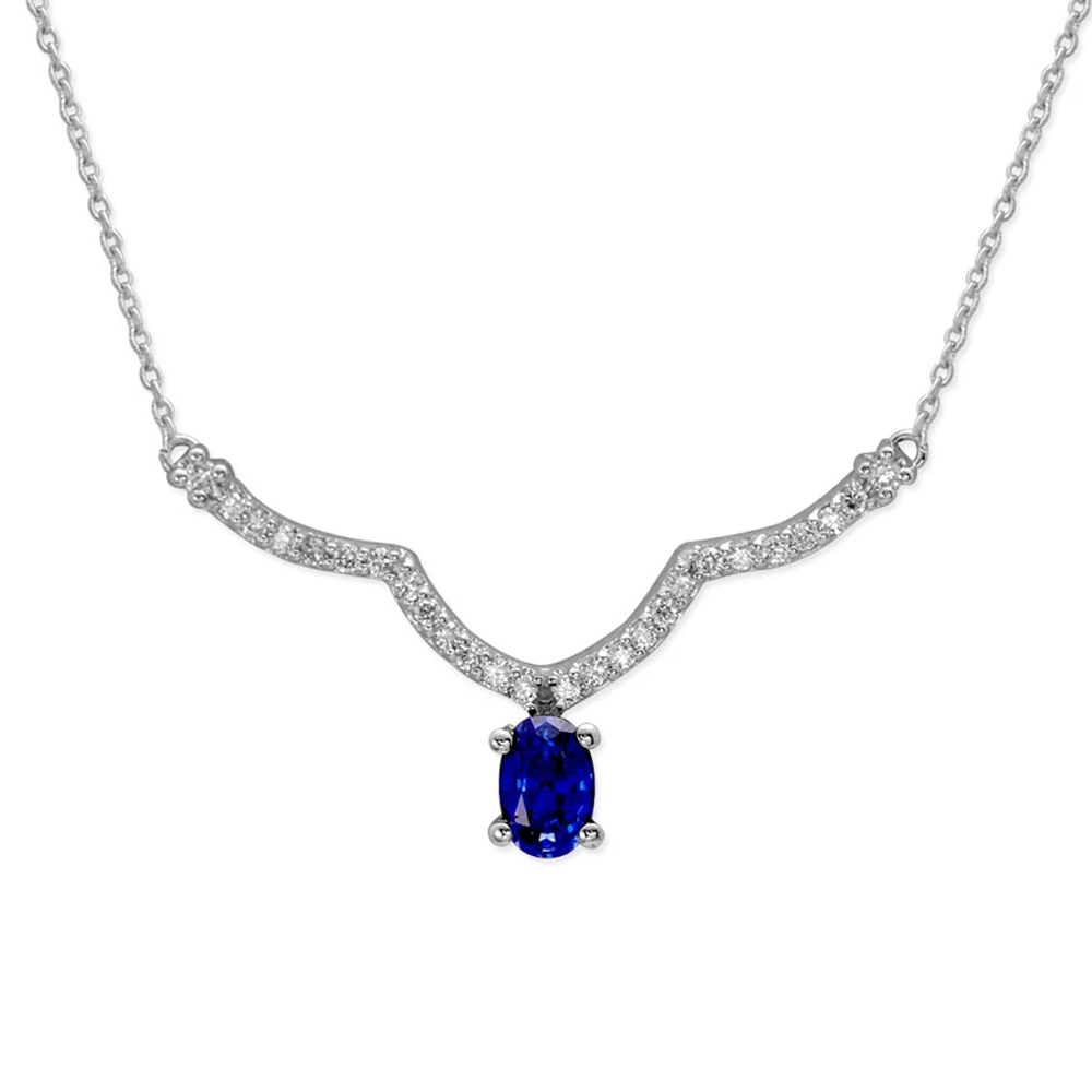 0.81 Karat Pırlanta Safir Kolye