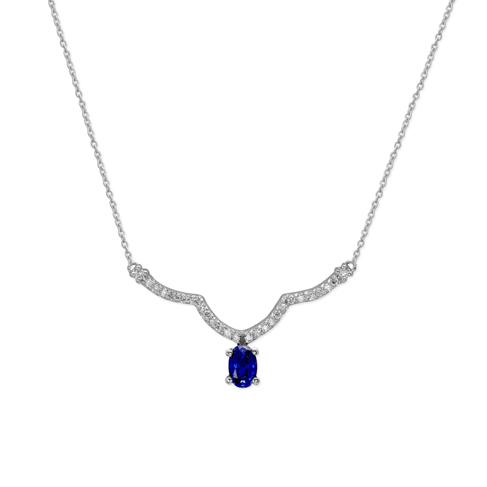 0.81 Karat Pırlanta Safir Kolye