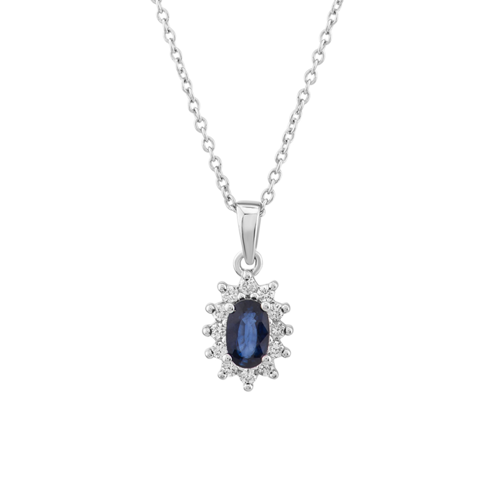 0.42 Karat Pırlanta Safir Kolye