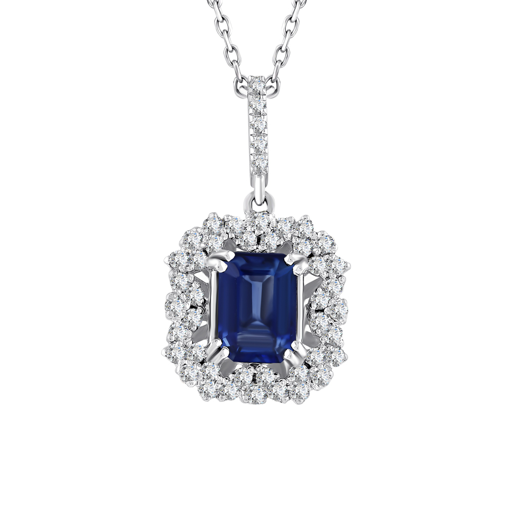 1.50 Karat Zümrüt Kesim Safir Kolye