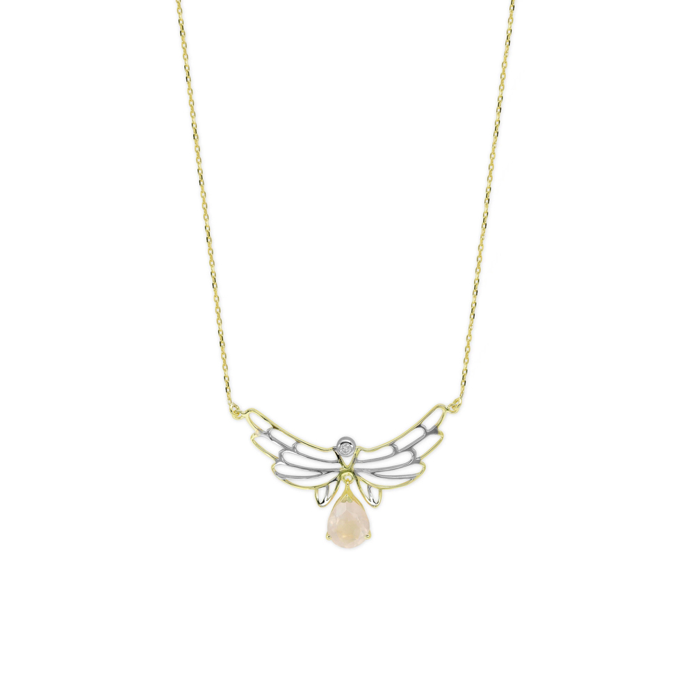 Pırlantalı Bereketin Kanatları (Ariel) Rose Quartz