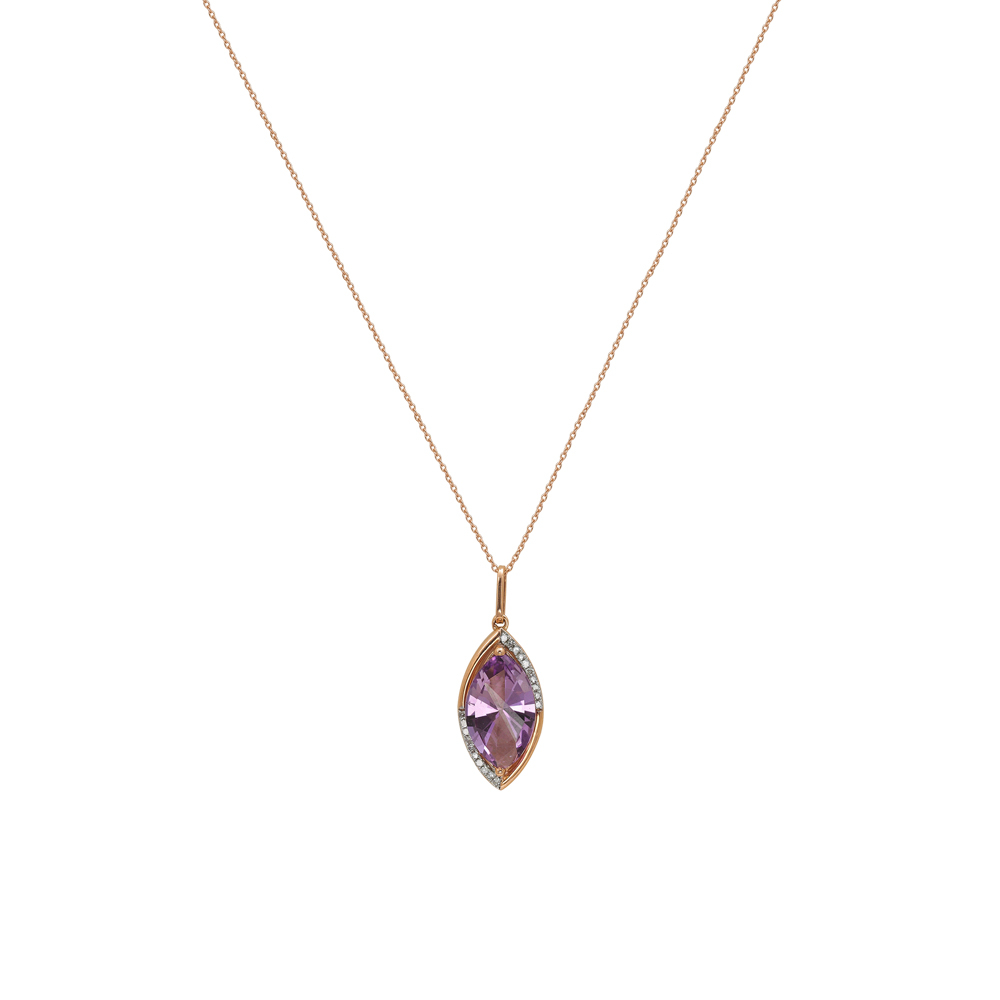 Markiz Ametist Pırlanta Kolye