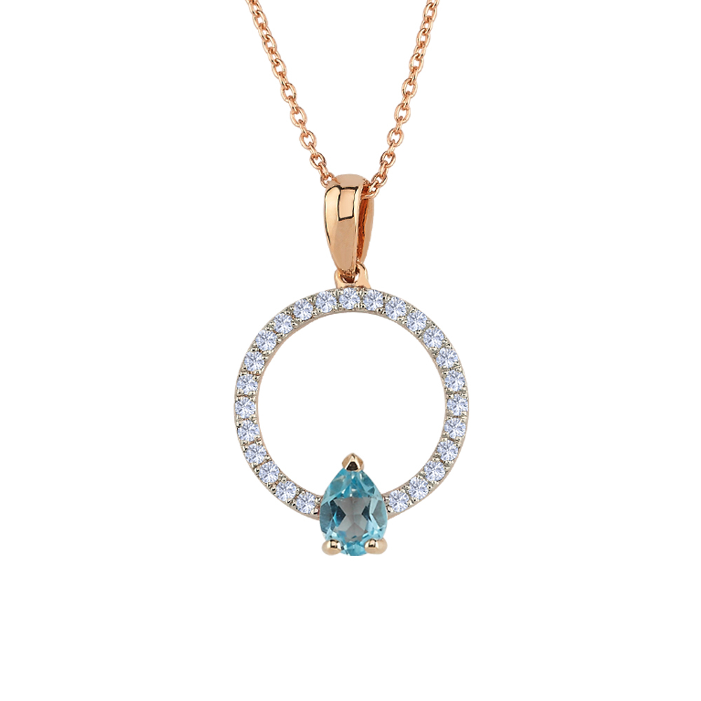 Pırlanta Mavi Topaz Kolye