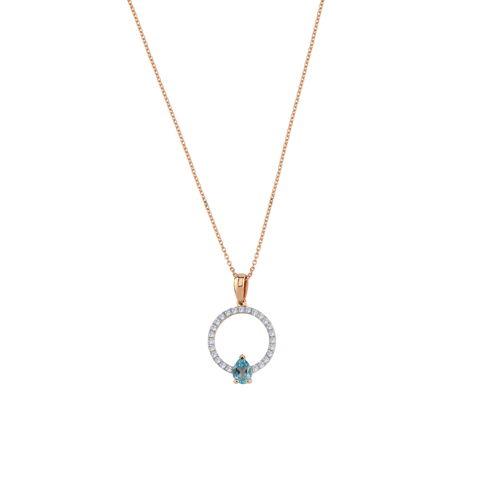 Pırlanta Mavi Topaz Kolye