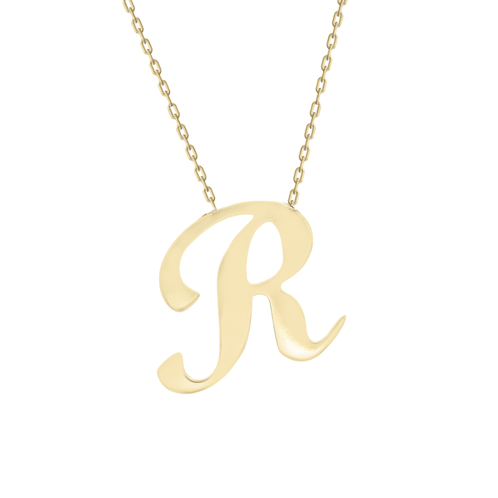 R Harfi Altın Kolye