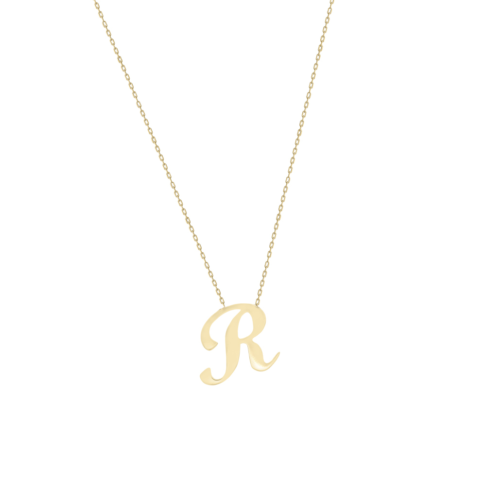 R Harfi Altın Kolye
