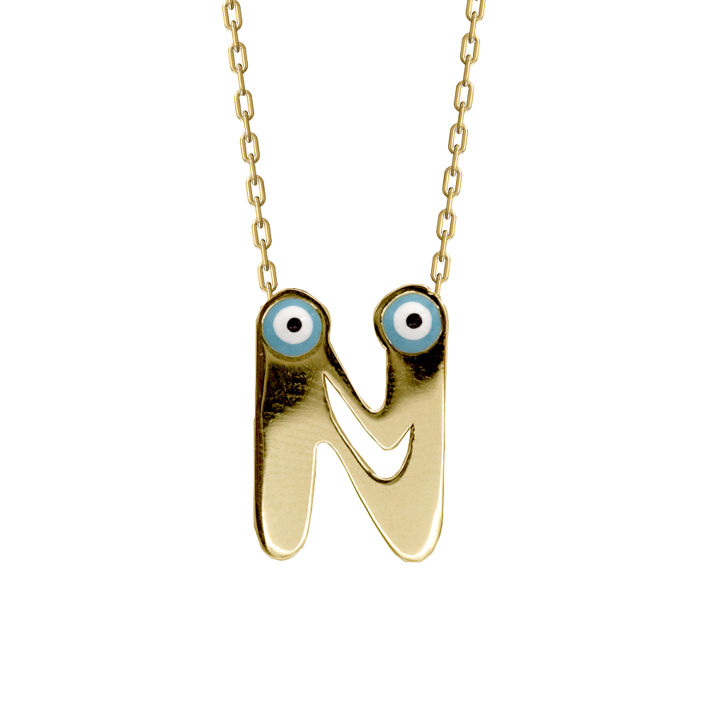 N Harfi Altın Kolye