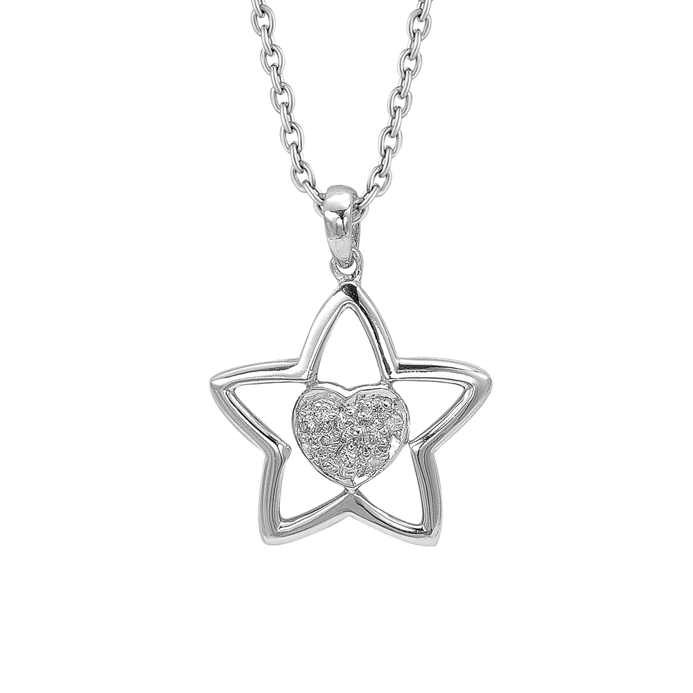 Pırlanta Kalbimin Yıldızı Kolye