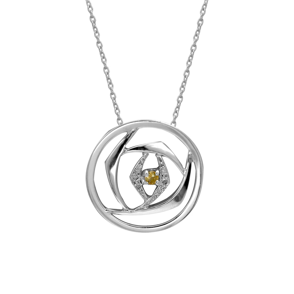 Pırlanta Sitrin Gümüş Kolye