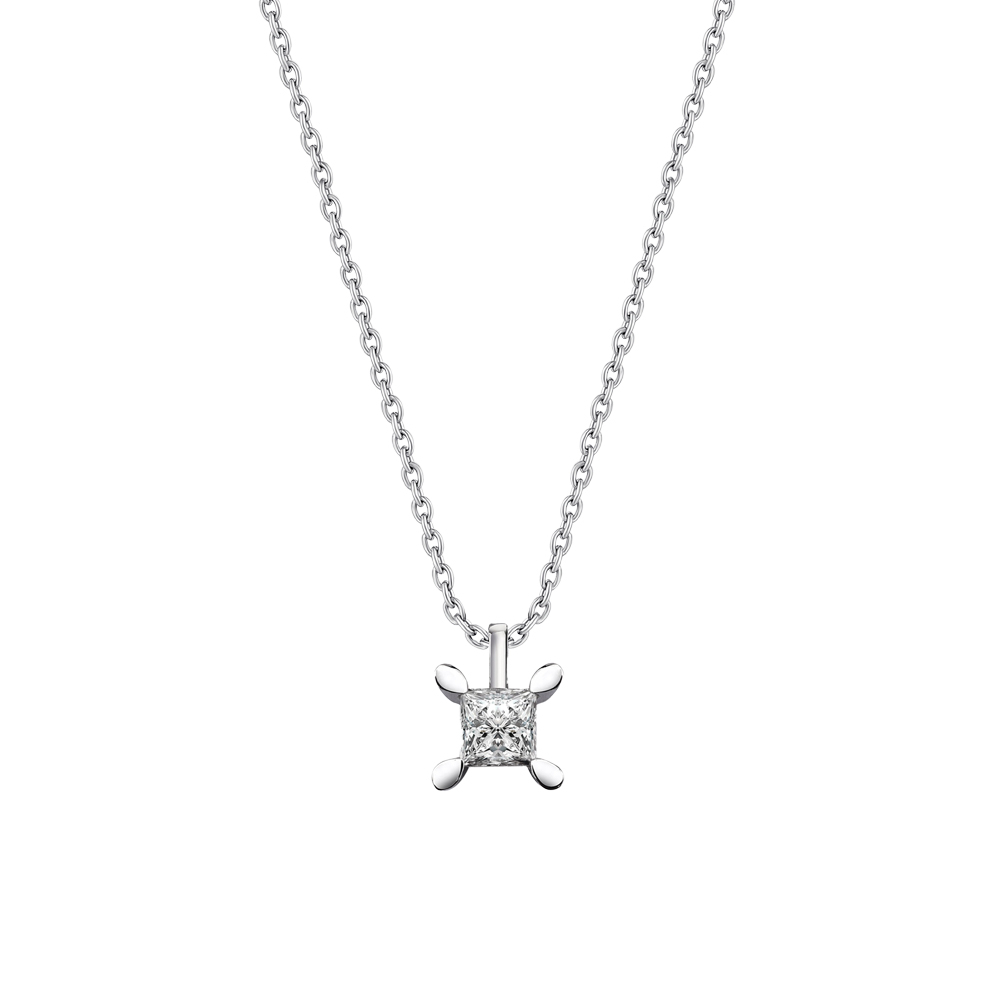 0.20 Karat Pırlanta Prenses Kesim Tektaş Kolye