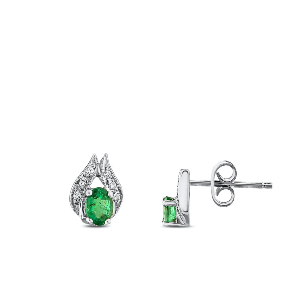 Pırlanta Lale Zümrüt Küpe