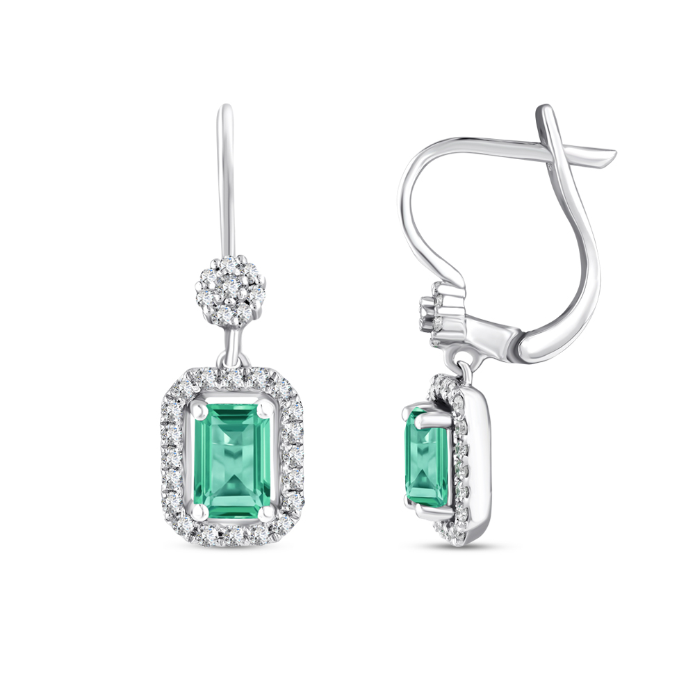 1.17 Karat Pırlanta Zümrüt Küpe