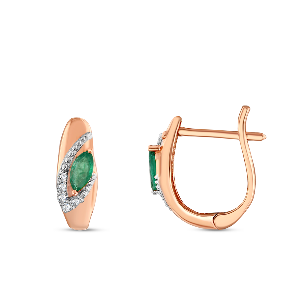 Pırlanta Oval Zümrüt Küpe