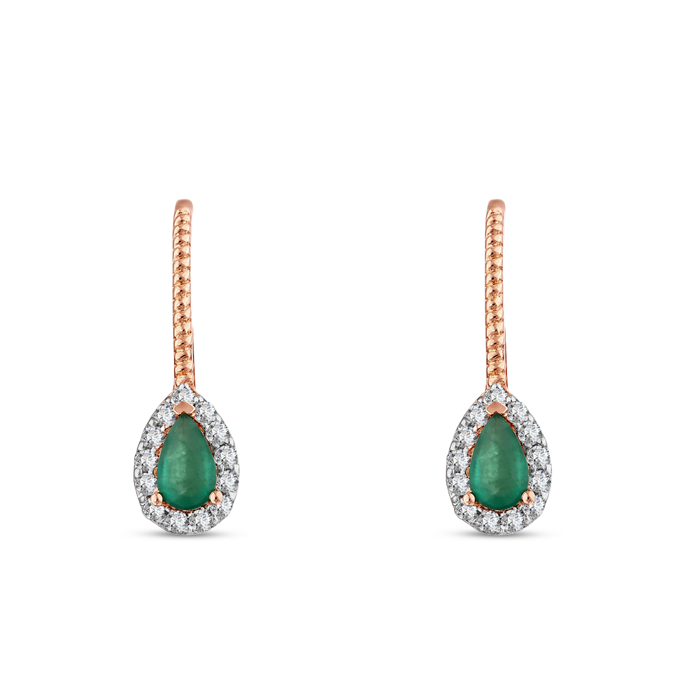 Damla Zümrüt Altın Küpe