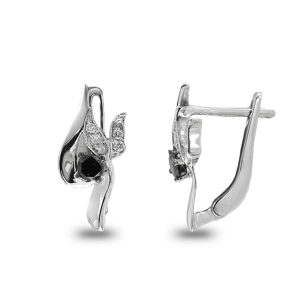 Lale Siyah Pırlanta Küpe