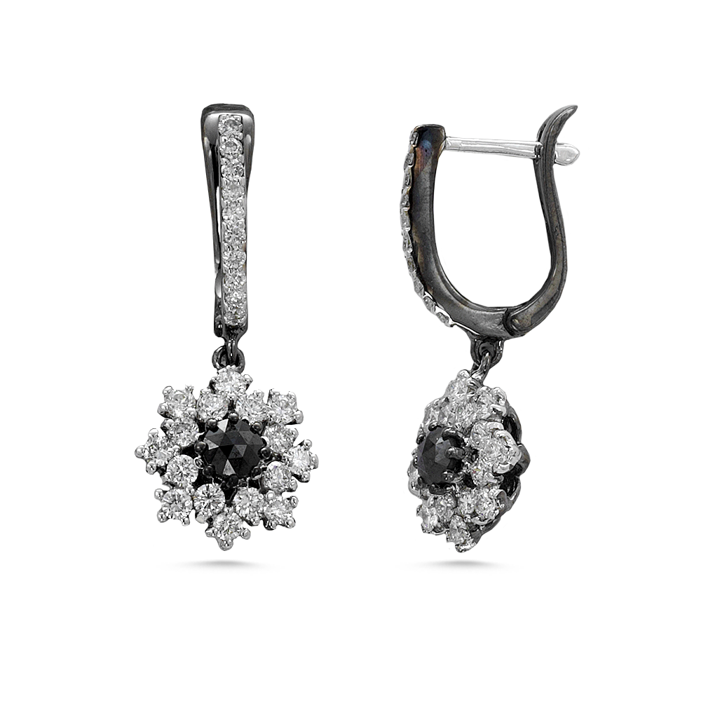 Tasarım Siyah Pırlanta Küpe