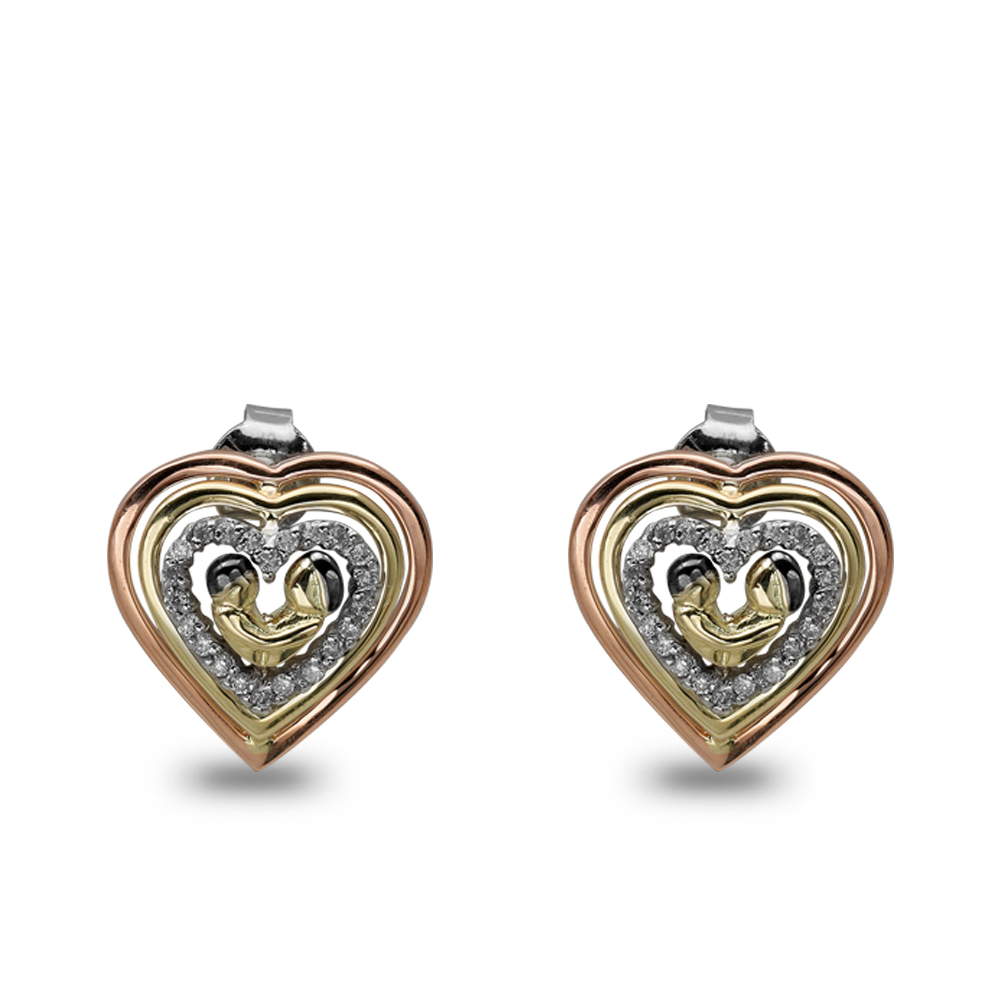 Pırlanta Anne ve Çocuk Kalp Küpe