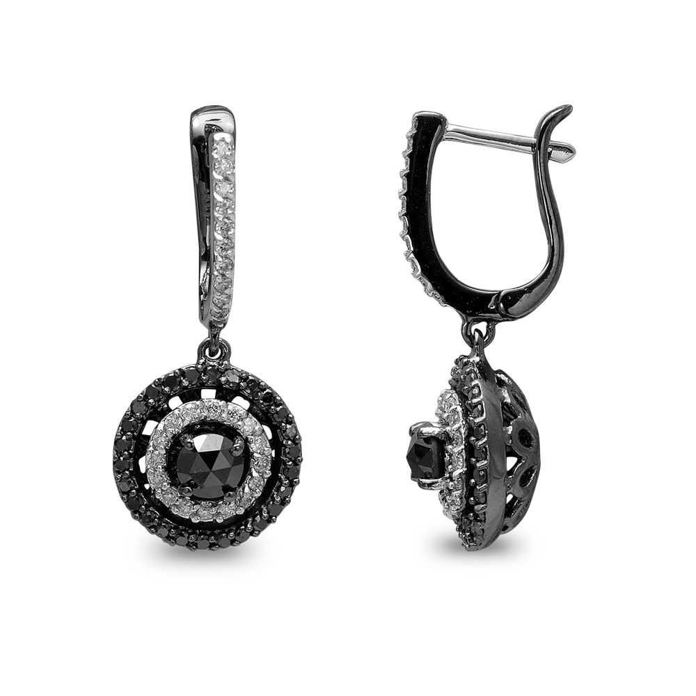 Pırlantalı Siyah Pırlanta Küpe