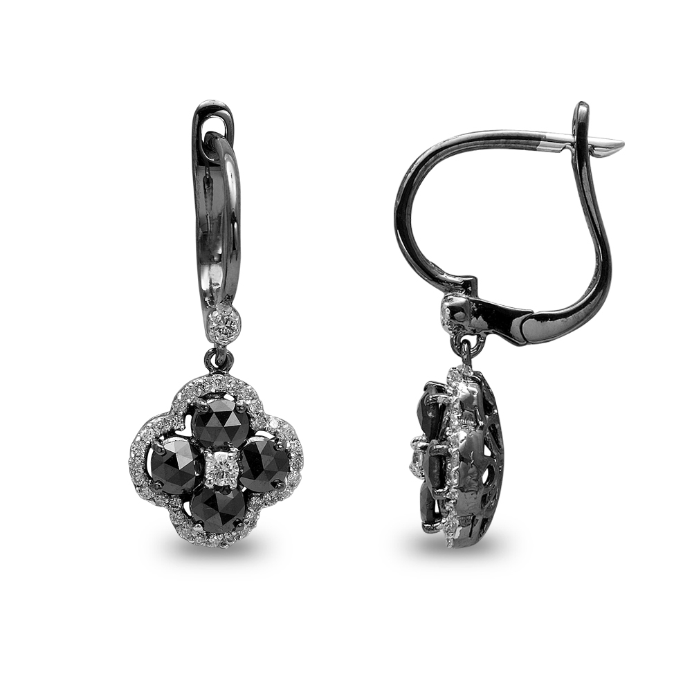 Şans Siyah Pırlantalı Küpe