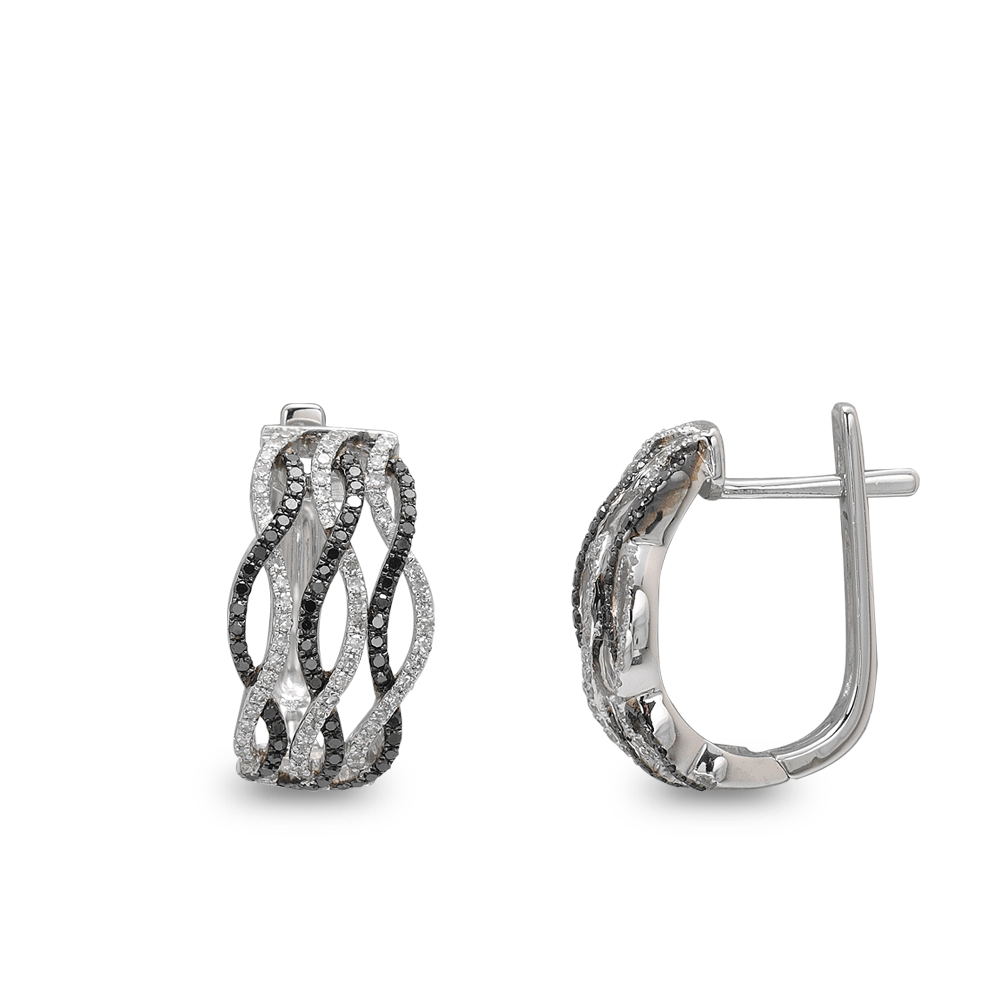 Siyah Beyaz Pırlantalı Küpe