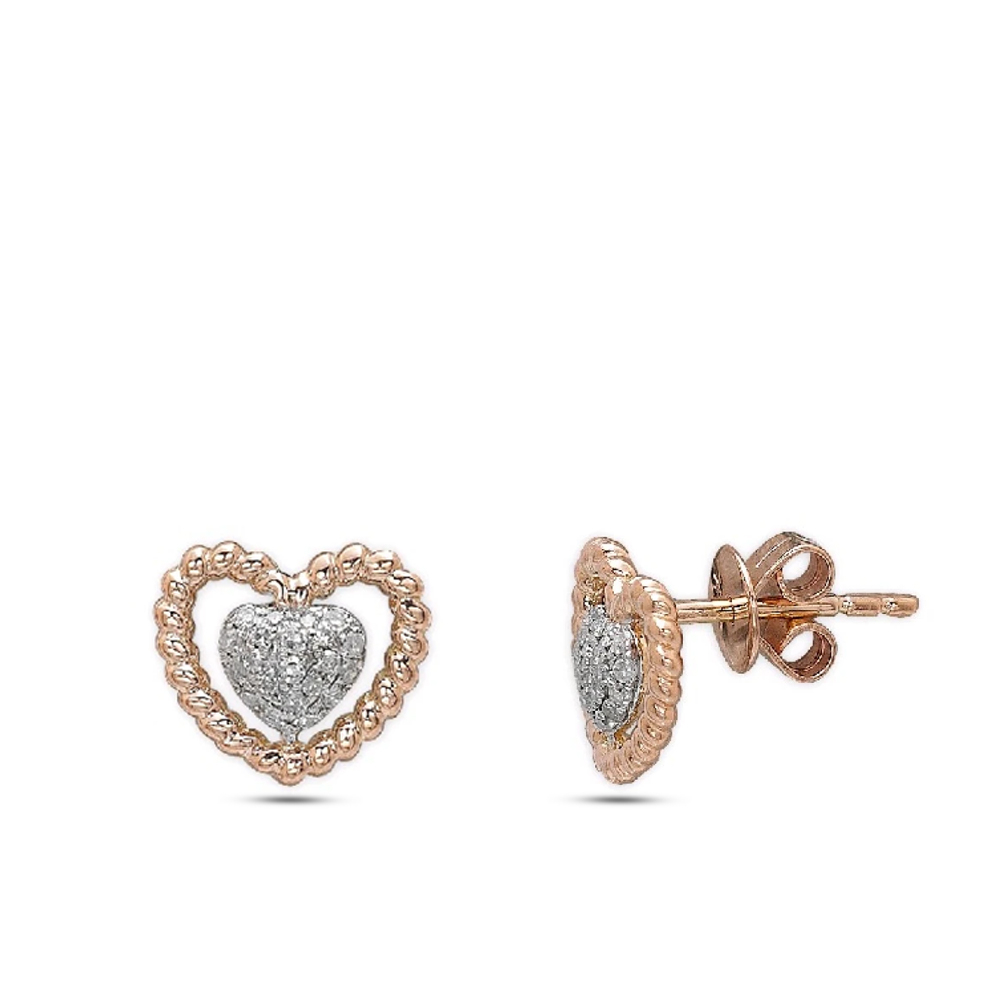 Kalp Formunda Pırlantalı Küpe