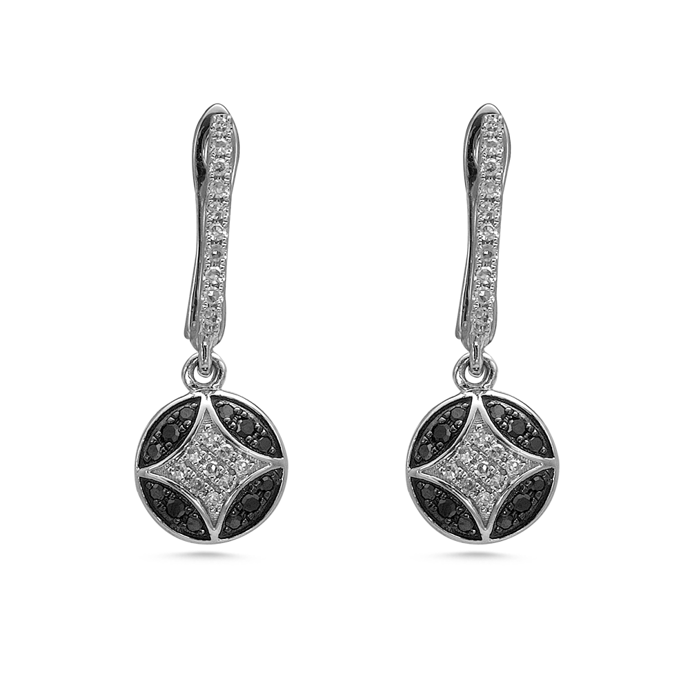 Siyah Beyaz Pırlanta Küpe