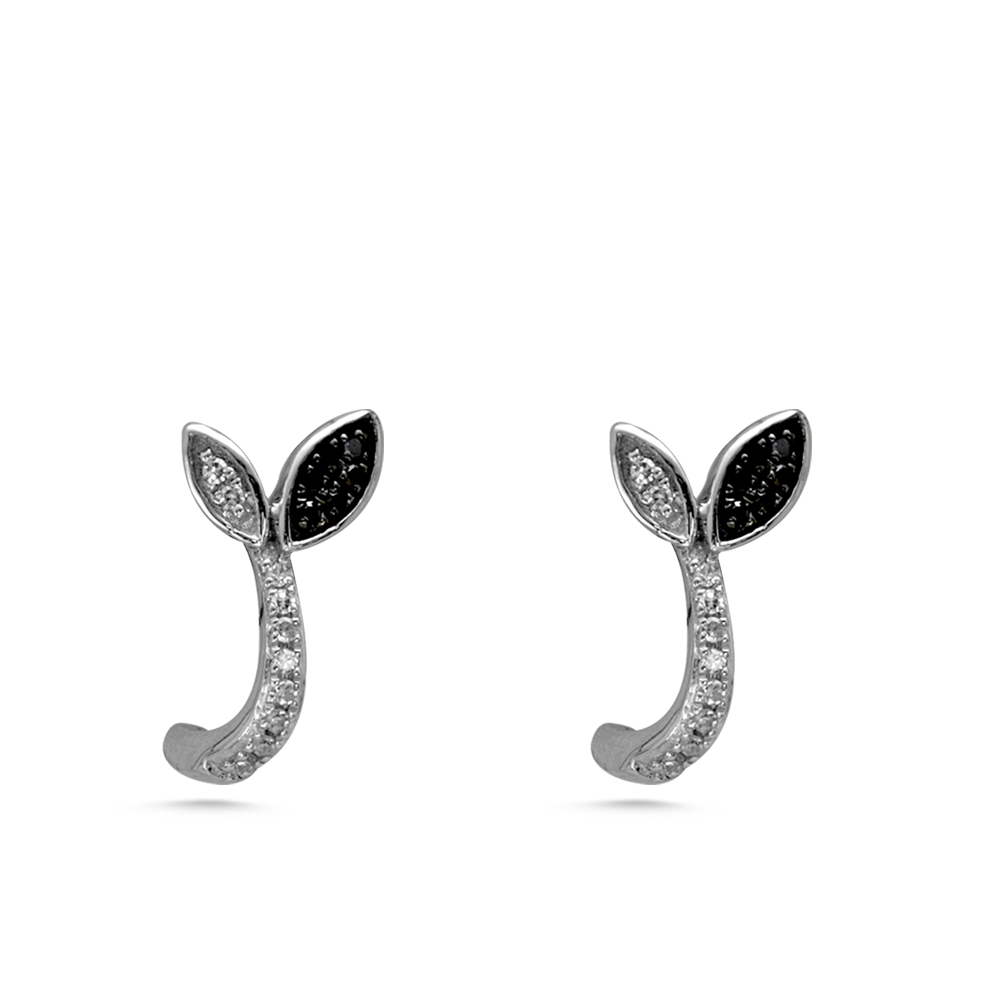 Siyah Beyaz Pırlanta Fantezi Küpe