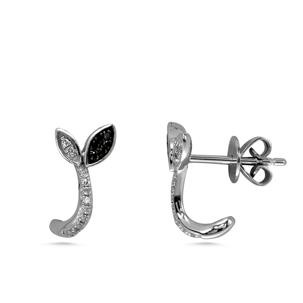 Siyah Beyaz Pırlanta Fantezi Küpe