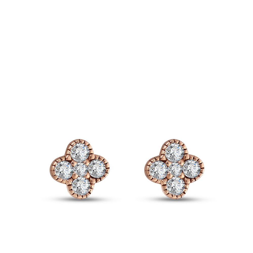 Pırlanta Yonca Küpe