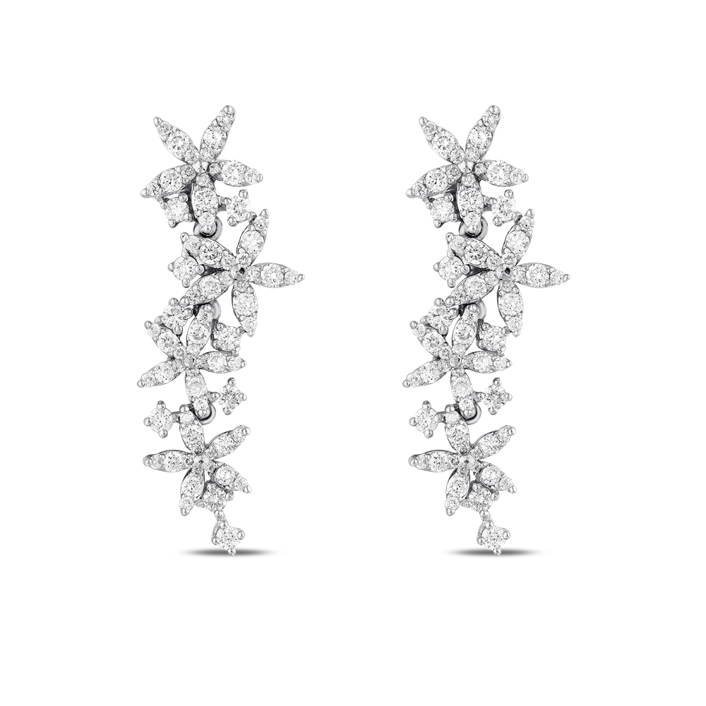 Çiçek Modelli Pırlanta Küpe