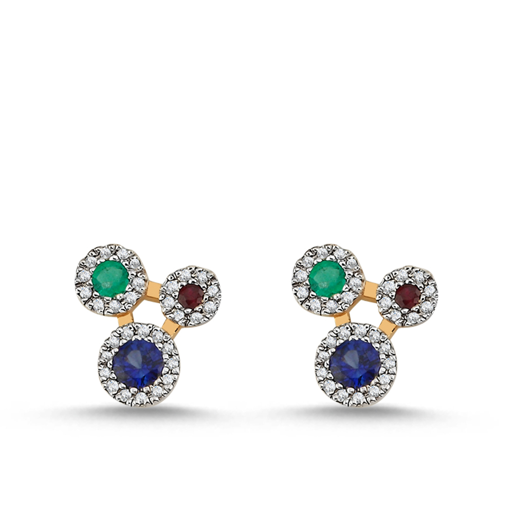 Pırlanta Renkli Taşlı Küpe