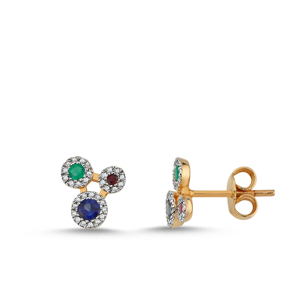 Pırlanta Renkli Taşlı Küpe