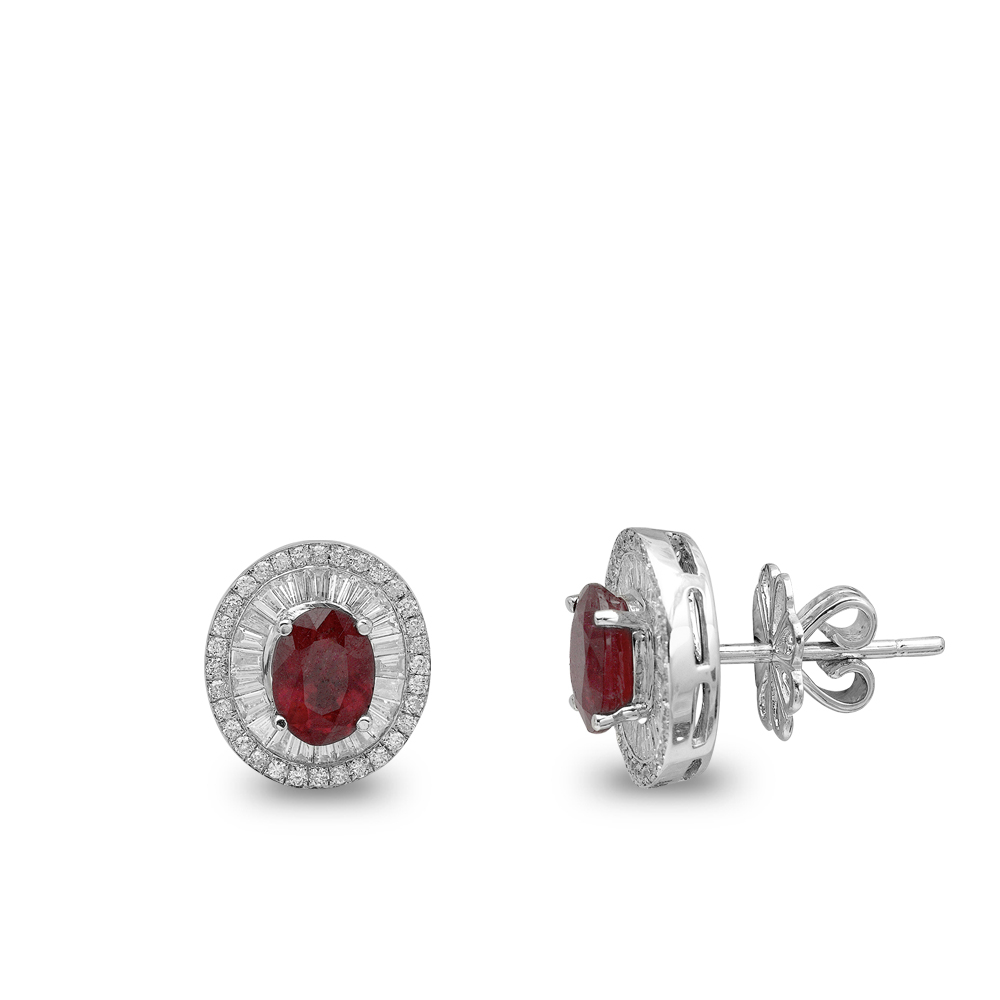 Baget Pırlantalı Yakut Anturaj Küpe