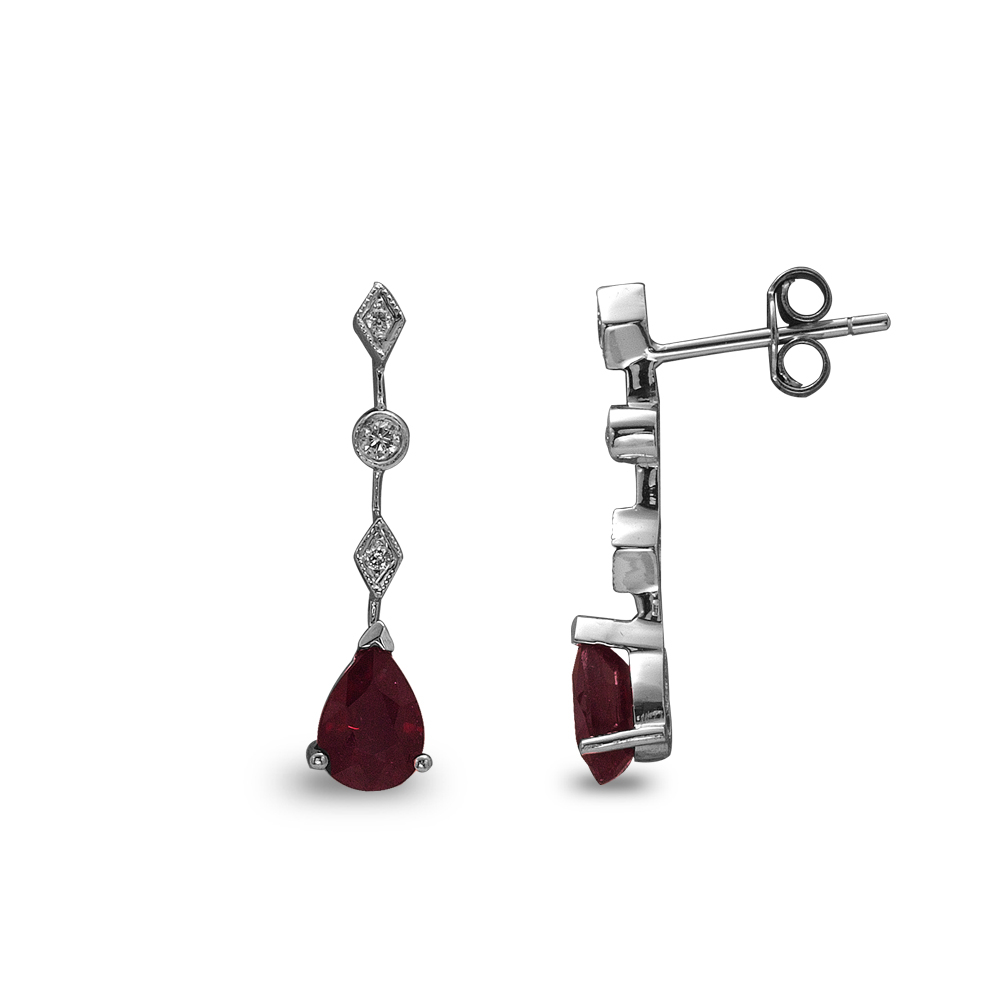 Pırlanta Yakut Damla Küpe