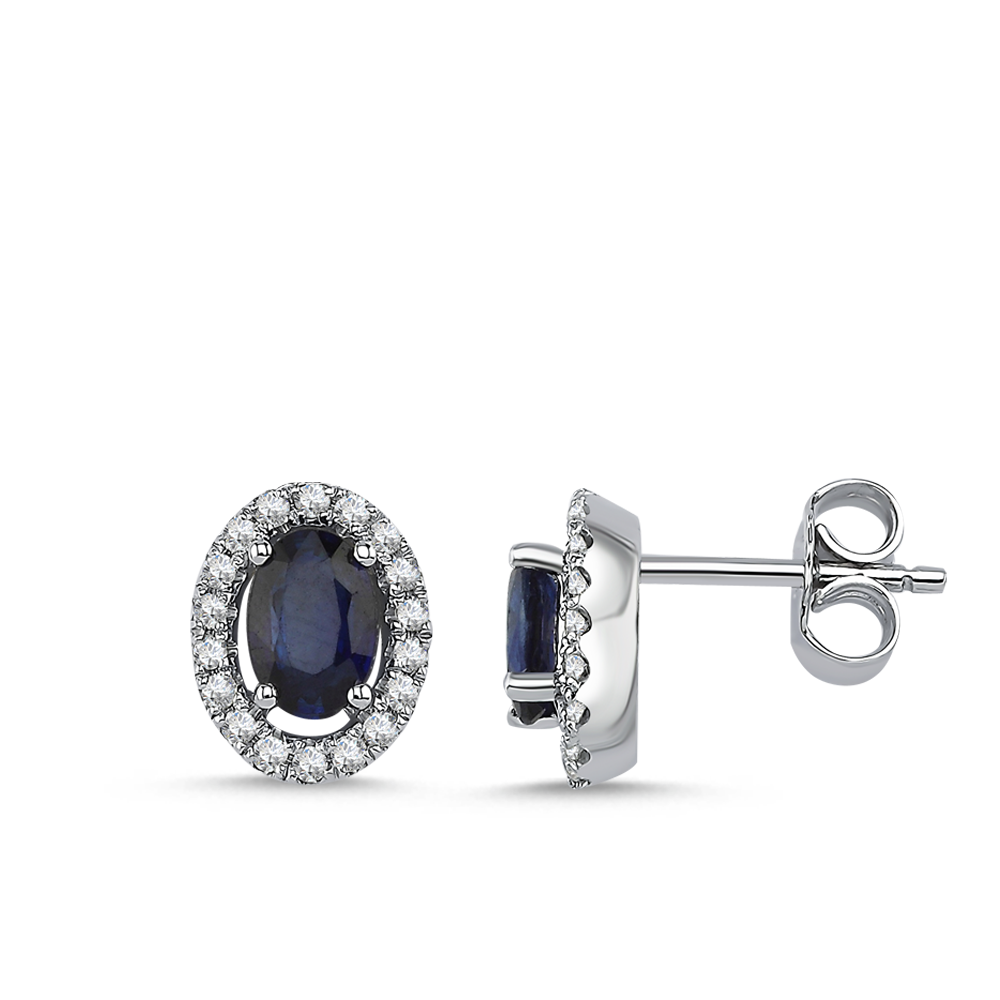 Pırlanta Safir Küpe