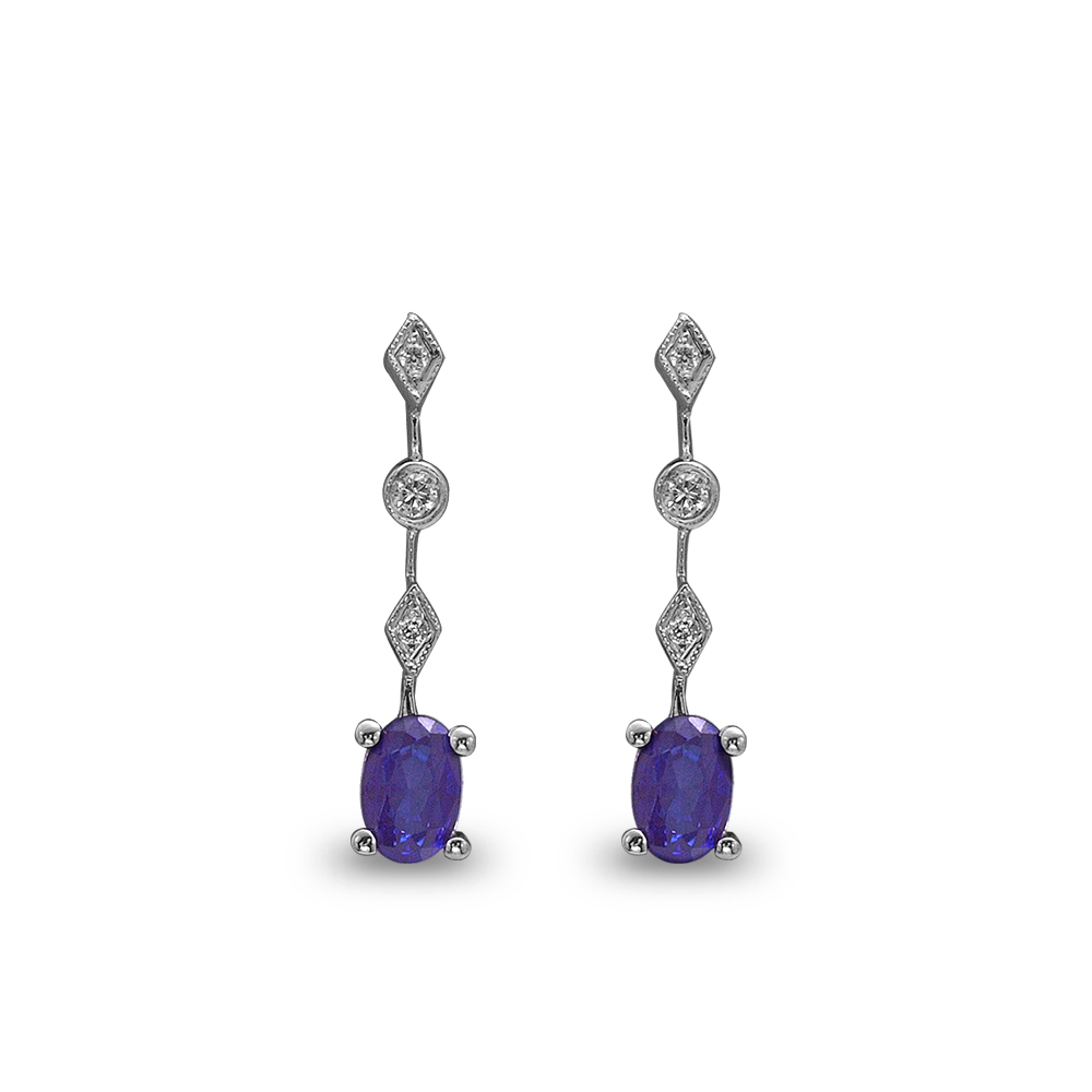 Pırlanta Safir Küpe