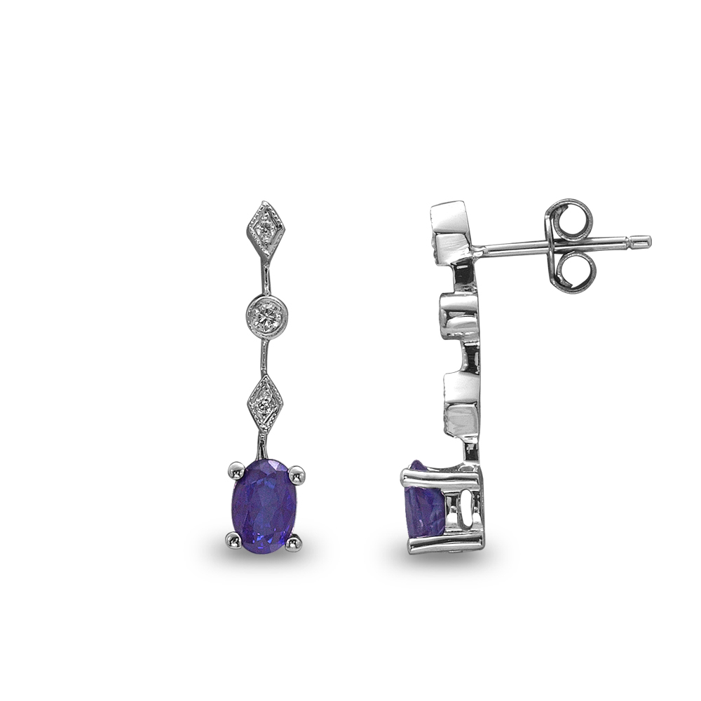 Pırlanta Safir Küpe