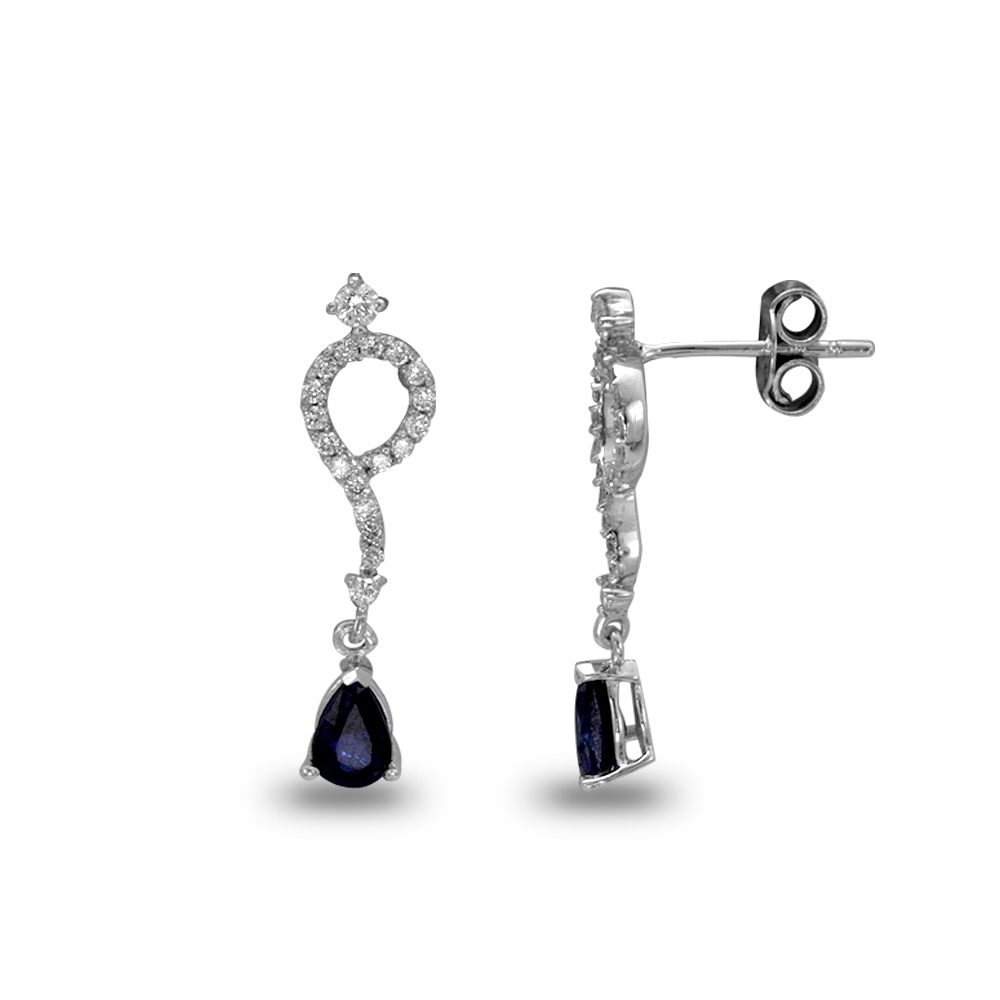 Pırlanta Safir Küpe