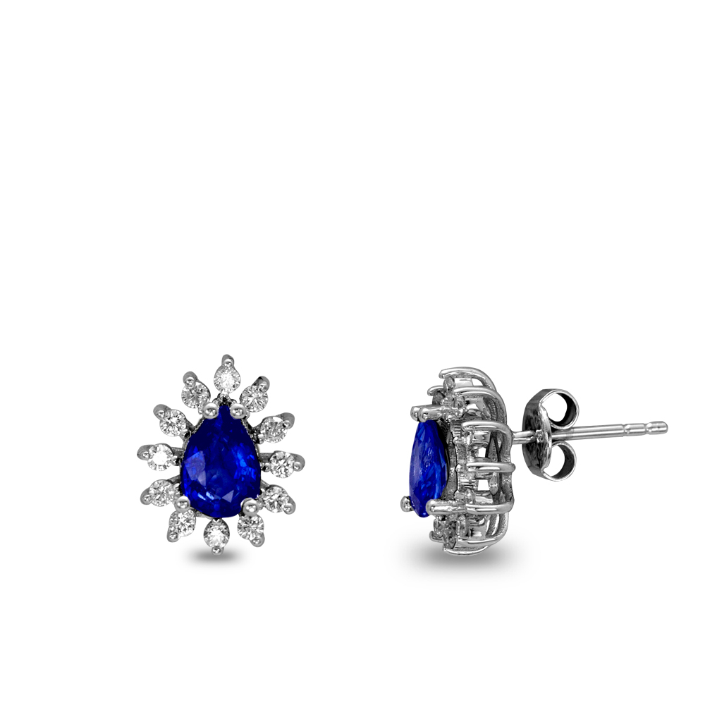 Pırlantalı Damla Safir Küpe Enschede