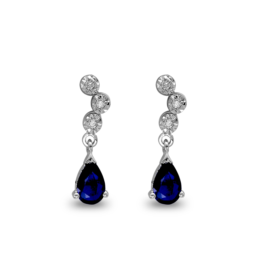 Pırlanta Damla Safir Miracle Küpe