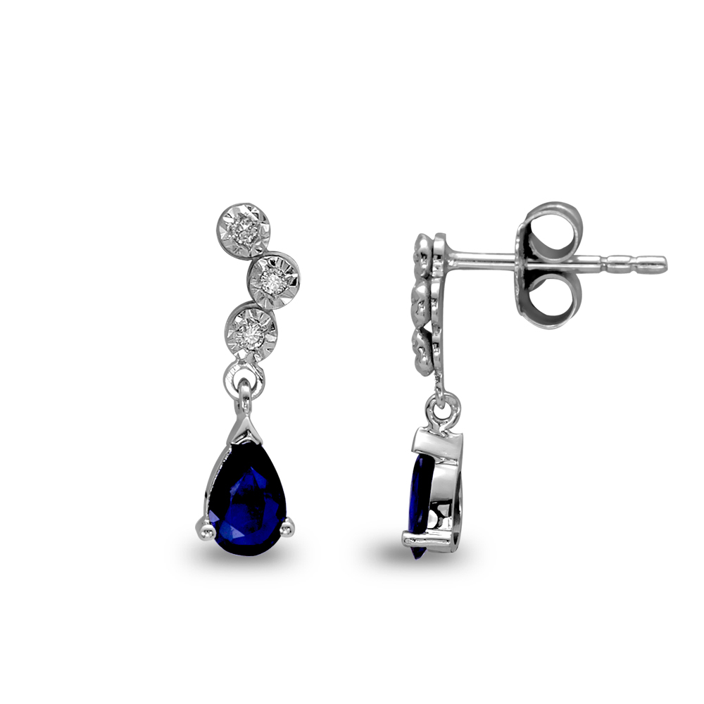 Pırlanta Damla Safir Miracle Küpe