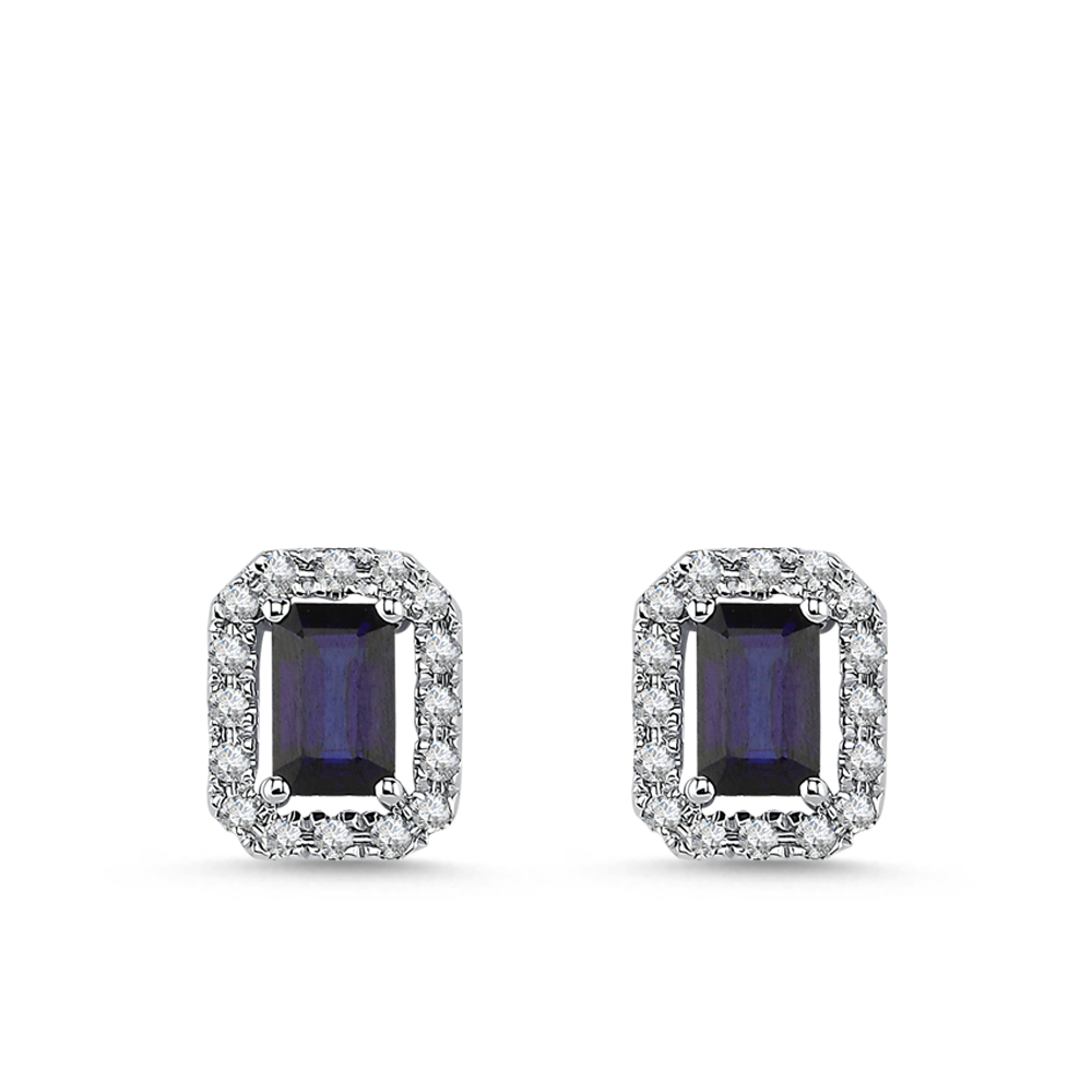 Pırlanta Safir Küpe Ronse