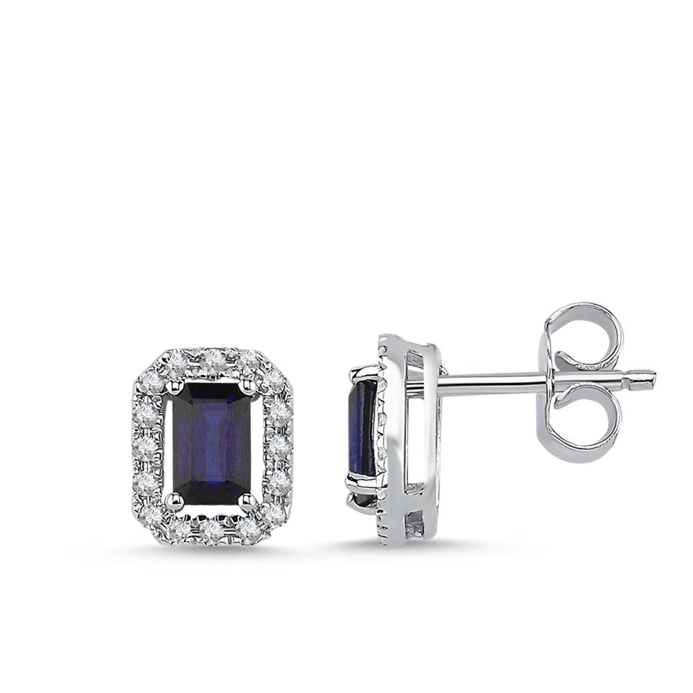 Pırlanta Safir Küpe Ronse